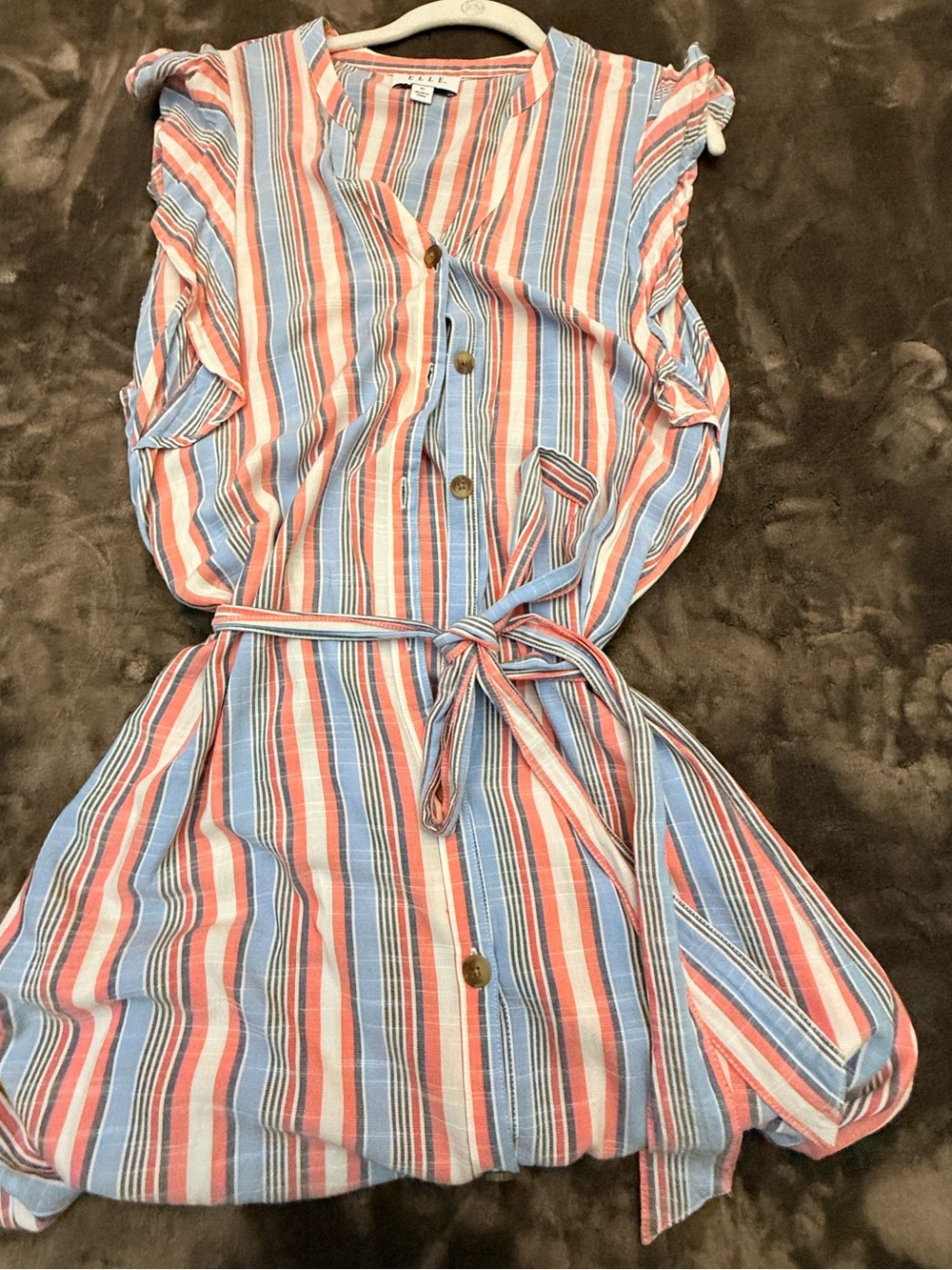 Women’s Button-Front Dress with Tie Waist.